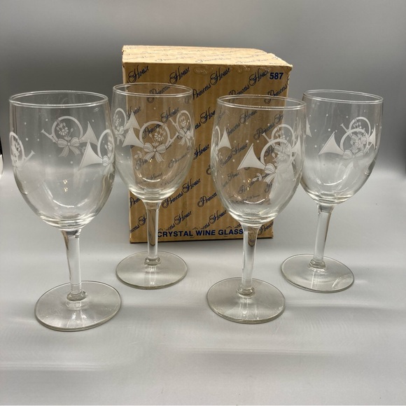 Princess House 587 Set of 4 Crystal French Horn Wine Glasses - New In Box EVC - Picture 1 of 5